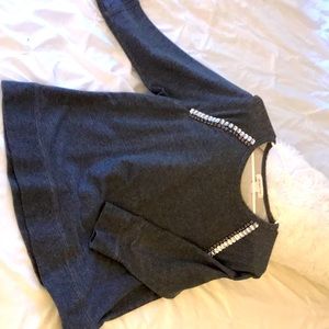 Liz Claiborne thick grey office or holiday jeweled sweater